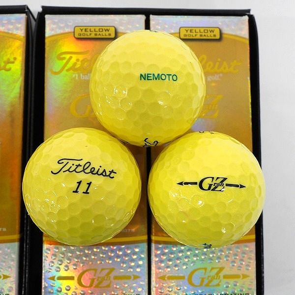 実際に弊社で買取させて頂いた【未使用/オウンネーム】Titleist/タイトリスト GZran ゴルフボール プレミアム イエロー 1ダースの画像 1枚目
