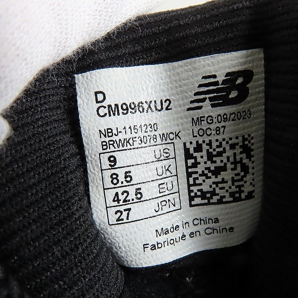 実際に弊社で買取させて頂いた【未使用】New Balance/ニューバランス United Arrows別注 996 GORE-TEX "Black"CM996XU2/27の画像 5枚目