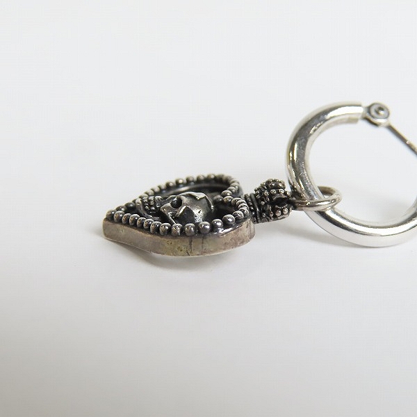 実際に弊社で買取させて頂いた【証明書付き】Justin Davis/ジャスティンデイビス スカル ハートチャーム フープピアス/SEJ580 片耳用の画像 3枚目