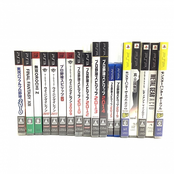 実際に弊社で買取させて頂いた【おまとめ】PS3/PSP/PS Vitaソフト プロ野球スピリッツ/ウイニングイレブン/モンスタハンターポータブル 他