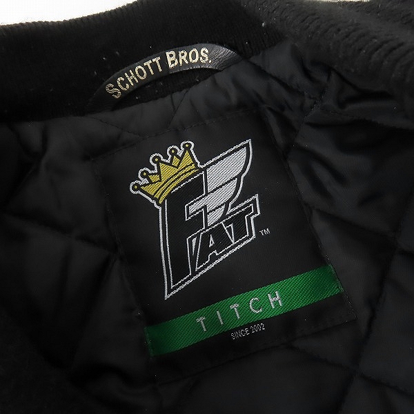 実際に弊社で買取させて頂いたSCHOTT/ショットワンスター FAT別注 切り返し袖革ウールJK 7390/34の画像 2枚目