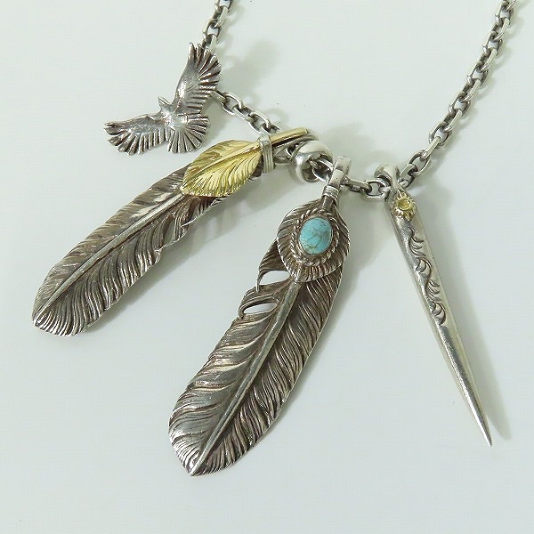 実際に弊社で買取させて頂いた【カスタム】ARIZONA FREEDOM 上金/ターコイズフェザー/ホイール/イーグル/ネイル/チェーン/フック ネックレス
