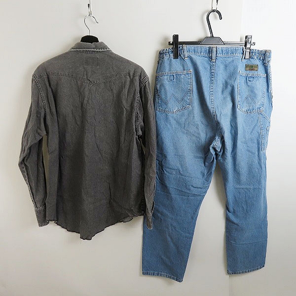 実際に弊社で買取させて頂いたWrangler/ラングラー 紺タグ/ヴィンテージ デニム ウエスタンシャツ/デニムパンツ 2点セットの画像 1枚目