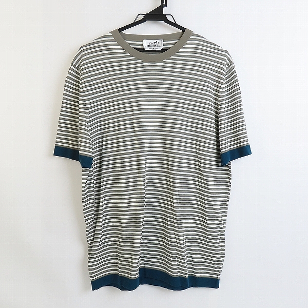実際に弊社で買取させて頂いた【JPタグ】HERMES/エルメス ボーダー ニット Tシャツ/L