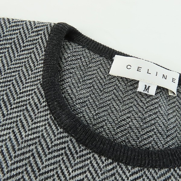 実際に弊社で買取させて頂いたCELINE/セリーヌ ヘリンボーン柄半袖ニット F0243191/Mの画像 5枚目