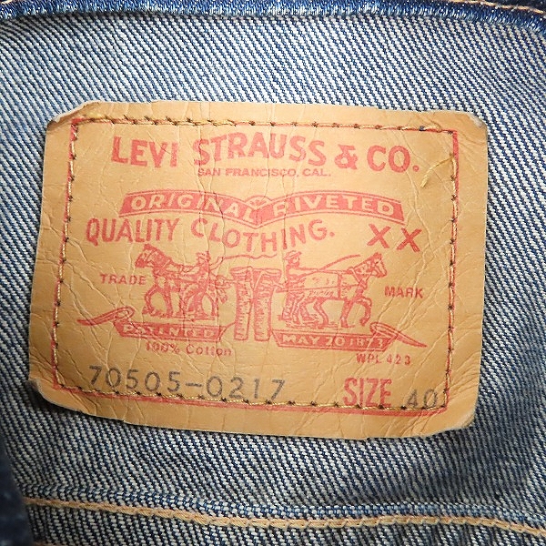 実際に弊社で買取させて頂いたLevi's/リーバイス デニムジャケット 70505-0217/40の画像 2枚目