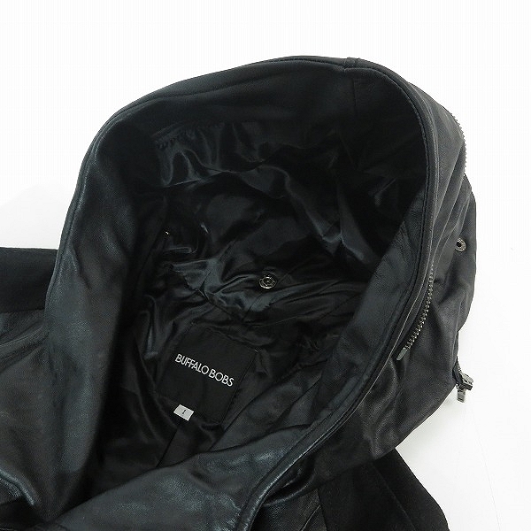 実際に弊社で買取させて頂いたBuffalo Bobs/バッファローボブス ラムレザー フーデッドジャケット BJB9001/1の画像 3枚目