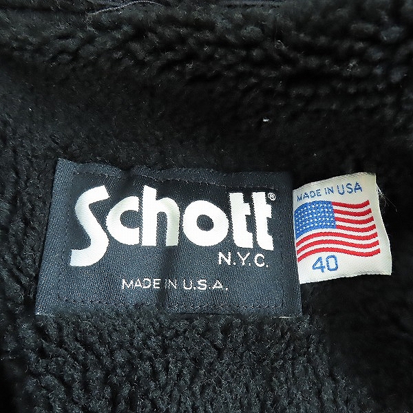 実際に弊社で買取させて頂いたSchott/ショット USA製 A-2 ボアライナー付き レザー フライトジャケット40の画像 3枚目