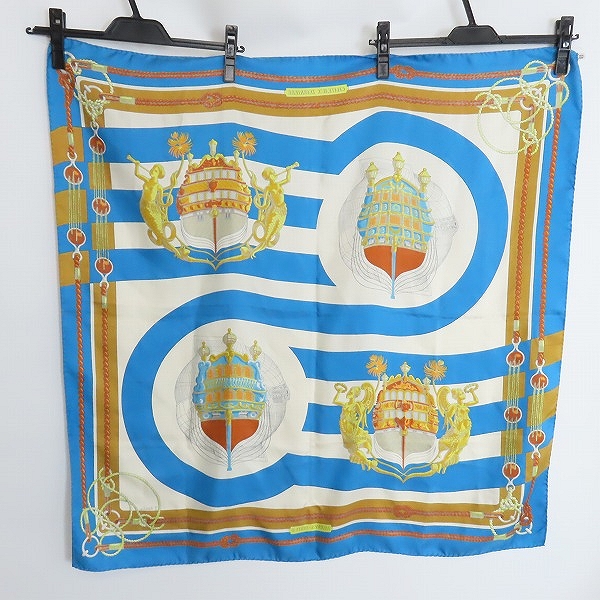 実際に弊社で買取させて頂いたHERMES/エルメス カレ90 CHATEAUX D'ARRIERE 艫飾り スカーフの画像 1枚目