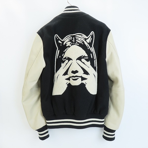 実際に弊社で買取させて頂いた【未使用】HYSTERIC GLAMOUR/ヒステリックグラマー SEE NO EVIL 刺繍 ヴァーシティ スタジアムジャケット 02223AB09 Sの画像 1枚目