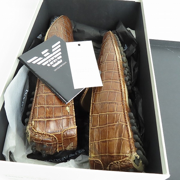 実際に弊社で買取させて頂いたEMPORIO ARMANI/エンポリオ アルマーニ クロコ型押し ドライビングシューズ/X4B058/8の画像 8枚目