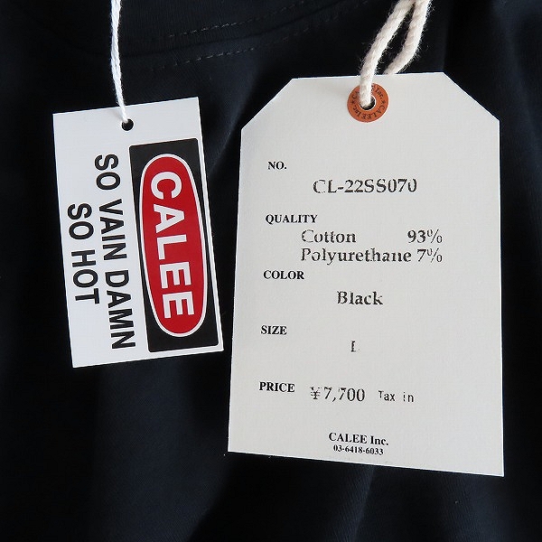 実際に弊社で買取させて頂いた【未使用】CALEE/キャリー Stretch trade mark logo t-shirt/ロゴ プリント Tシャツ CL-22SS070/Lの画像 5枚目