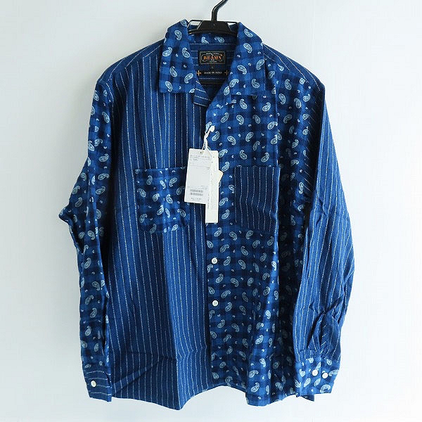 実際に弊社で買取させて頂いた【未使用】BEAMS PLUS/ビームス プラス MADE MILL 68I インディゴ ペイズリー  長袖シャツ/L