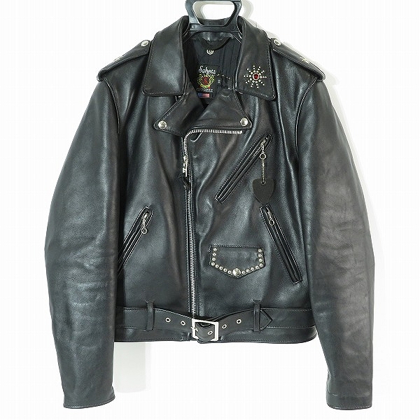 実際に弊社で買取させて頂いたSCHOTT×HTC/ショット×エイチティーシー 牛革 ワンスター スタッズ ライダースジャケット 613US 7007/38