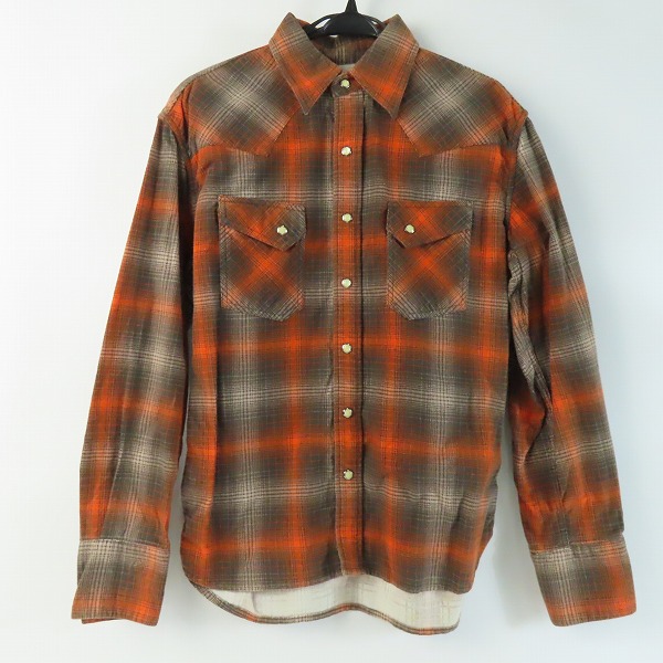 実際に弊社で買取させて頂いたTHE FLAT HEAD/フラットヘッド チェック柄 ネルシャツ オレンジ/40