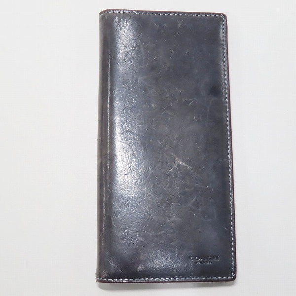 実際に弊社で買取させて頂いたcoach/コーチ 水牛レザー 55249B 二つ折り長財布 