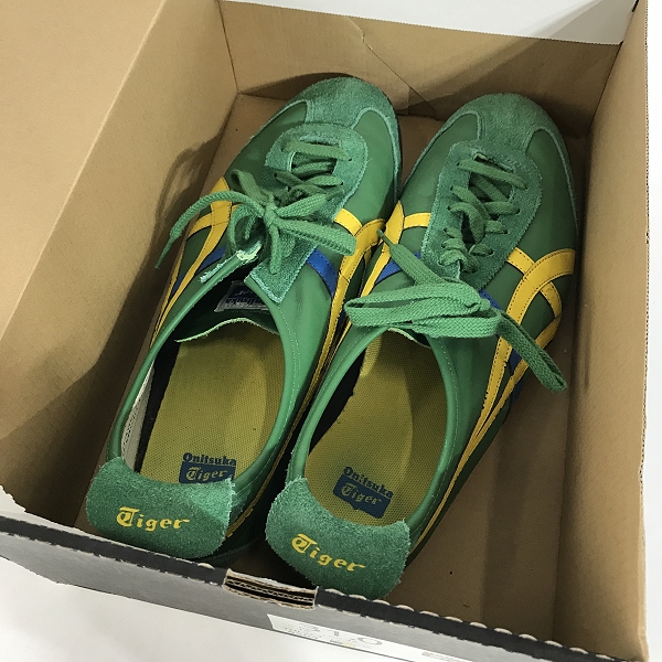 実際に弊社で買取させて頂いたOnitsuka Tiger/オニツカタイガー MEXICO 66/メキシコ66 グリーン/イエロー THL7C2-8504/31.0の画像 9枚目