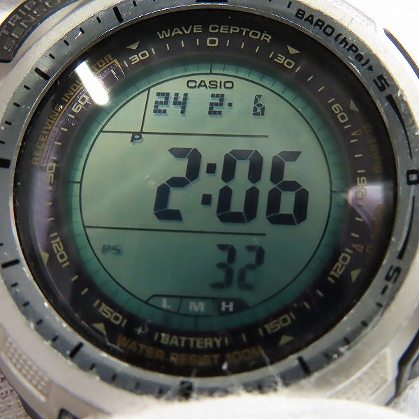 実際に弊社で買取させて頂いたCASIO/カシオ PRO TREK/プロトレック 電波ソーラー/トリプルセンサー PRW-1300Tの画像 5枚目