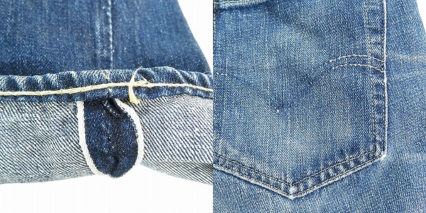 実際に弊社で買取させて頂いたLEVIS/リーバイス ドーム型ツープロング/均等V/片面ビッグE/隠しリベット/Vステッチ ベルトループセンター ヴィンテージ デニムの画像 6枚目