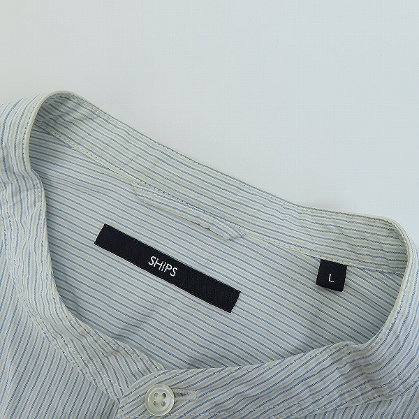 実際に弊社で買取させて頂いたships/シップス ストライプノーカラーシャツ/Lの画像 4枚目