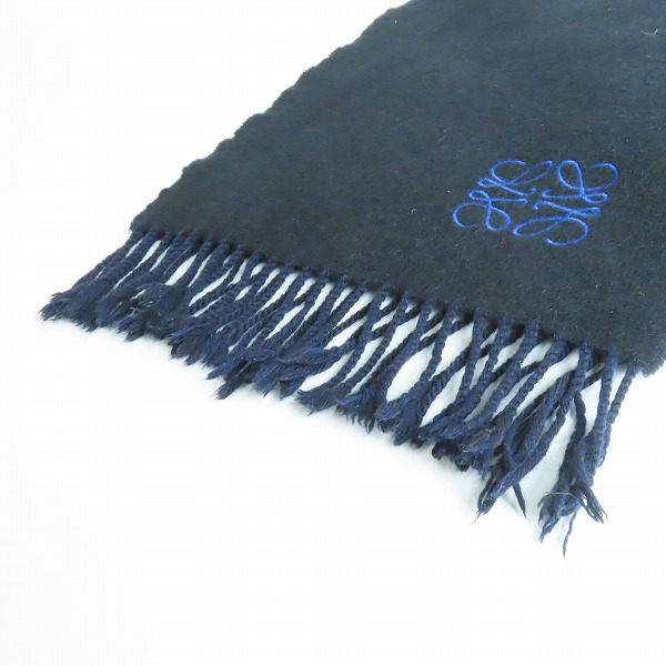 実際に弊社で買取させて頂いた【JPタグ】LOEWE/ロエベ アナグラムロゴ刺繍 カシミア混 ウールマフラーの画像 2枚目