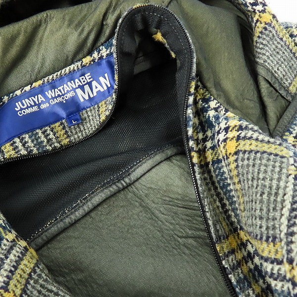 実際に弊社で買取させて頂いた【難有り】JUNYAWATANABE COMME des GARCONS MAN/ジュンヤワタナベ コムデギャルソンマン チェックダッフルコート WP-C015/Lの画像 5枚目