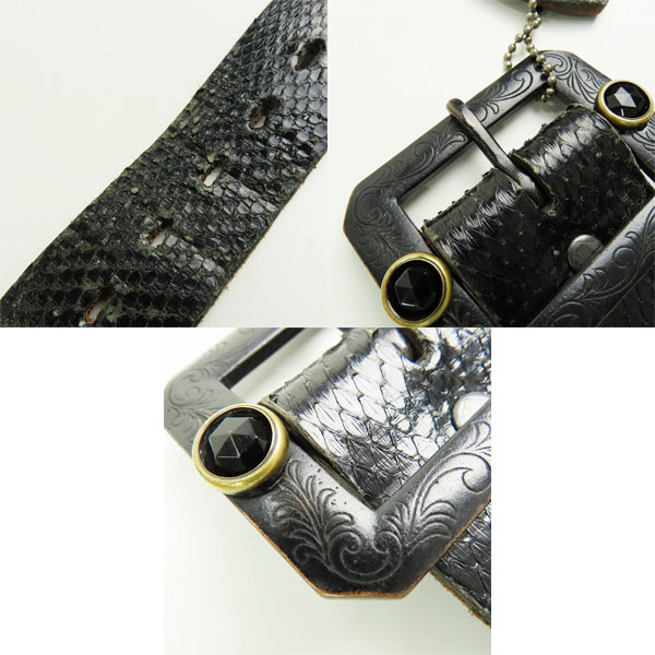 実際に弊社で買取させて頂いたHTC BLACK/エイチティーシー ブラック パイソン レザーベルトの画像 7枚目