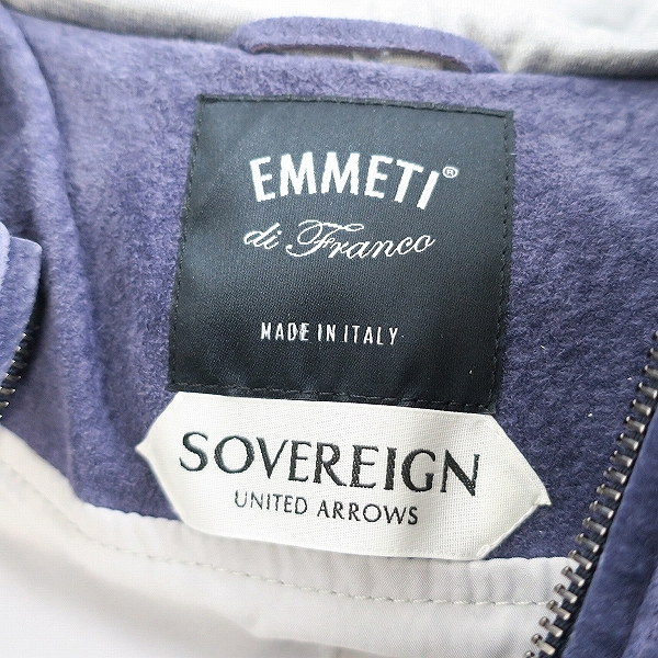 実際に弊社で買取させて頂いた【未使用】EMMETI/エンメティ UNITED ARROWS別注 レザー フーデッド ブルゾン パーカー/46の画像 2枚目