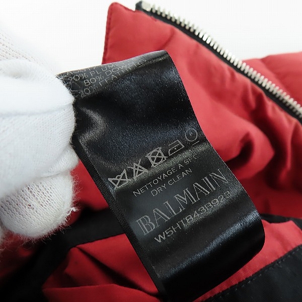 実際に弊社で買取させて頂いたBALMAIN/バルマン 15AW バイカー ダウンジャケット W5HT843B923/Sの画像 6枚目