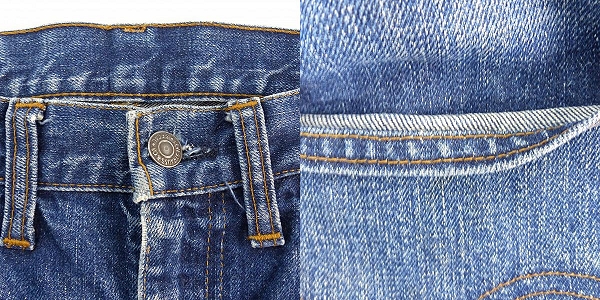 実際に弊社で買取させて頂いたリーバイス 505 0217 刻印4 フロント並行ステッチ 42TALON ビッグE バックポケット裏シングル 赤タブ不均等 ヴィンテージ/W30の画像 9枚目