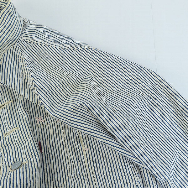 実際に弊社で買取させて頂いたEVISU/エヴィス 新恵美寿神頭 デニムカバーオール ストライプ 1012/40の画像 6枚目