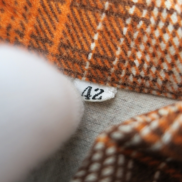 実際に弊社で買取させて頂いたFLAT HEAD/フラットヘッド チェック ネルシャツ/オレンジ系/42の画像 3枚目