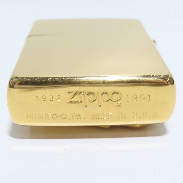 実際に弊社で買取させて頂いたZippo/ジッポー HARLEYDAVIDSON/ハーレーダビッドソン イーグルメタル貼り ゴールド 1932-1991/1991年製の画像 2枚目