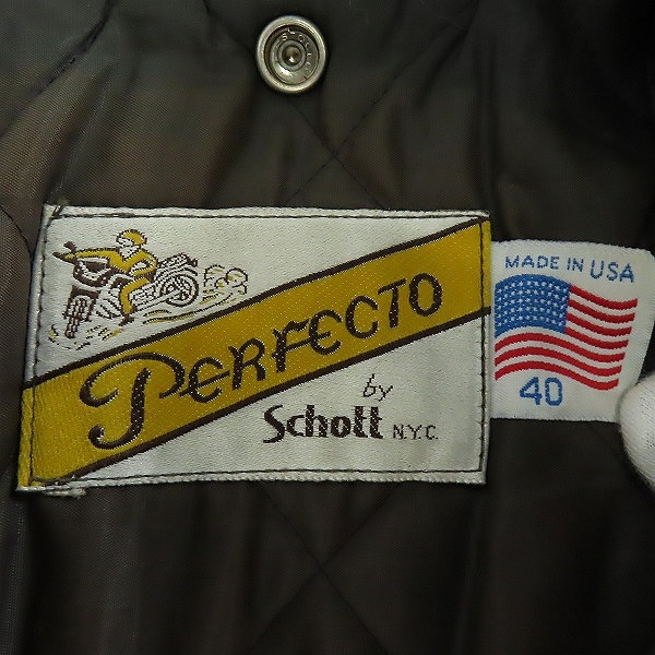 実際に弊社で買取させて頂いたPERFECTO by Schott/パーフェクト バイ ショット ダブルライダースジャケット/40の画像 2枚目