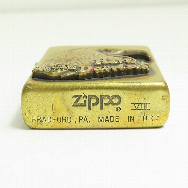 実際に弊社で買取させて頂いたZIPPO/ジッポー HARLEY-DAVIDSON/ハーレーダビッドソン イーグルメタル貼り ゴールド 1992年製の画像 3枚目