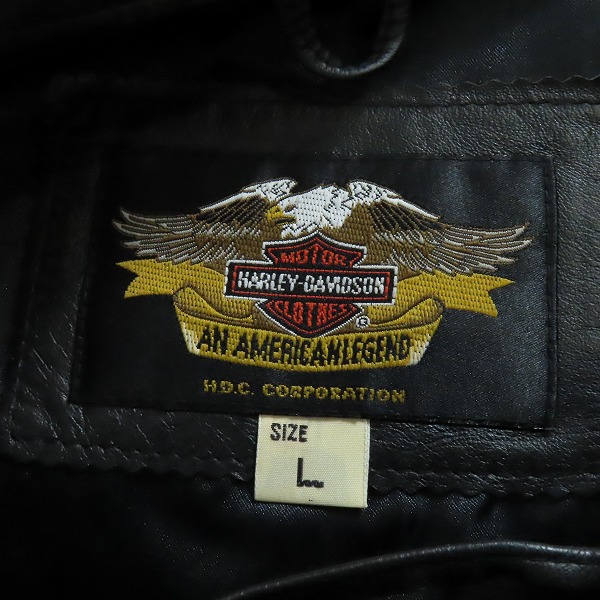 実際に弊社で買取させて頂いたHARLEY-DAVIDSON/ハーレーダビッドソン レザー Tシャツ ブラック/Lの画像 2枚目