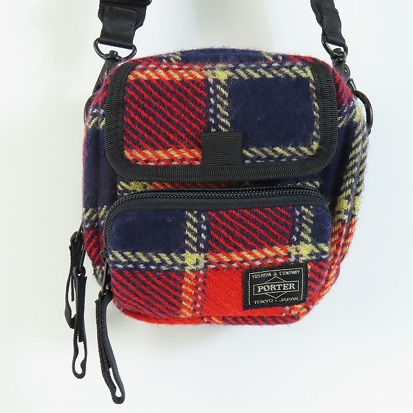 実際に弊社で買取させて頂いたJUNYA WATANABE MAN COMME des GARCONS×PORTER/コムデギャルソン×ポーター チェック柄 ショルダーポーチ