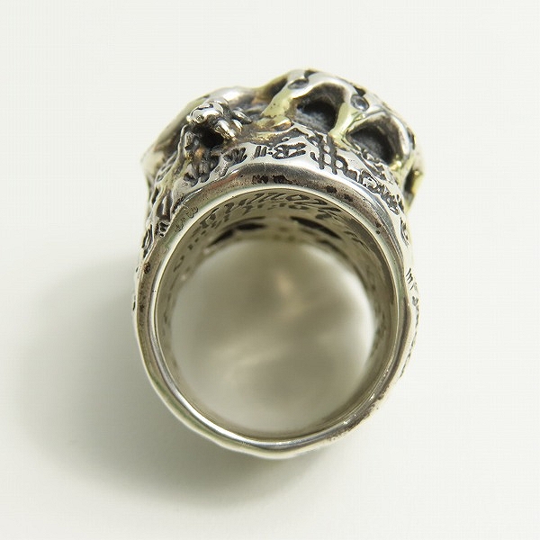 実際に弊社で買取させて頂いた【ギャラ付】BWL/BILL WALL LEATHER/ビルウォールレザー ゴールドサダー ストーンアイズ GRAFFITI MASTER SKULL RING/17号　の画像 5枚目