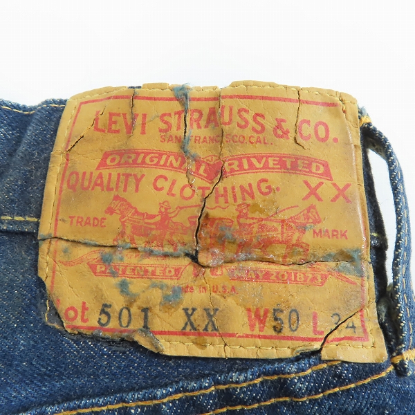 実際に弊社で買取させて頂いたLEVI'S/リーバイス 60s頃 ヴィンテージ 両面BIG E 均等V 刻印W/W50L34の画像 2枚目