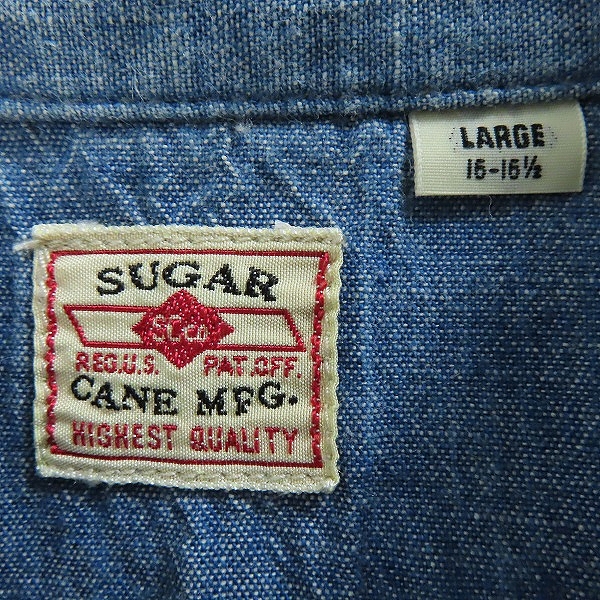 実際に弊社で買取させて頂いたSUGAR CANE/シュガーケーン 刺繍 デニム ワークシャツ SC25684/Lの画像 2枚目