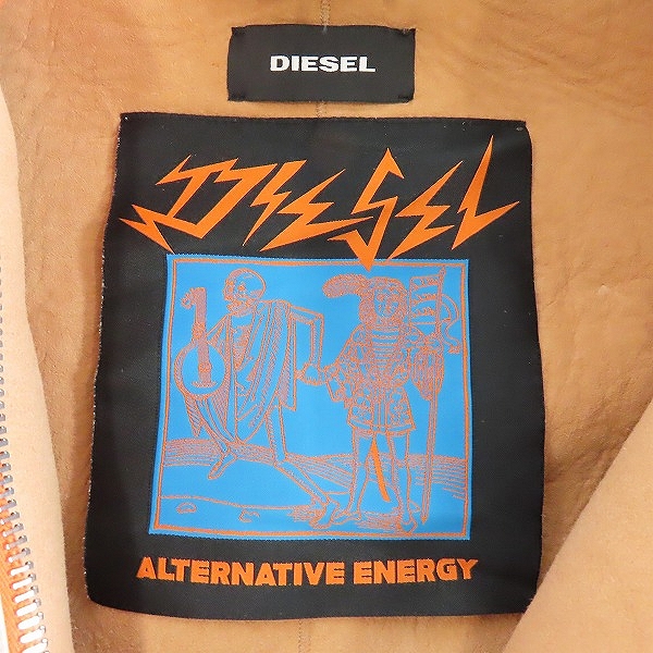 実際に弊社で買取させて頂いた【未使用】DIESEL/ディーゼル ALTERNATIVE ENERGY モコモコジップパーカー ラムレザージャケット/Lの画像 2枚目