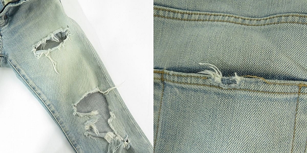 実際に弊社で買取させて頂いたSAINTLAURENTPARIS/サンローランパリ 18SS クラッシュデストロイデニムパンツ 476095/27の画像 8枚目