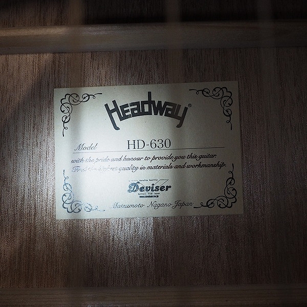 実際に弊社で買取させて頂いた★Headway/ヘッドウェイ HD-630 アコースティックギター/アコギ ソフトケース付の画像 4枚目