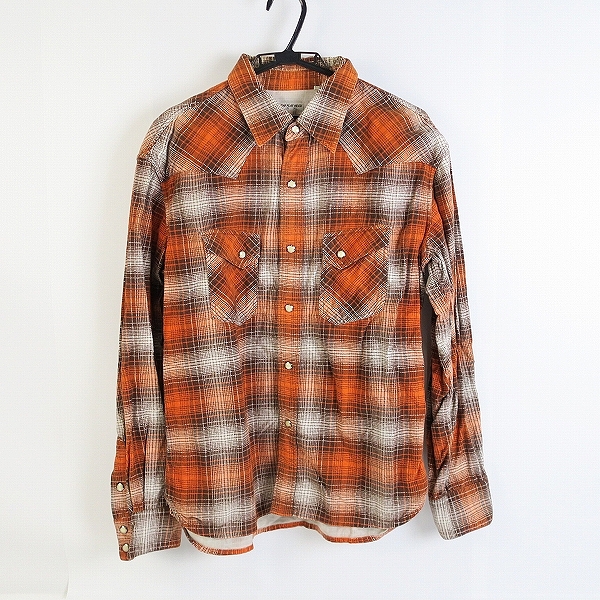 実際に弊社で買取させて頂いたFLAT HEAD/フラットヘッド チェック ネルシャツ/オレンジ系/42