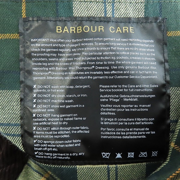 実際に弊社で買取させて頂いたBarbour/バブアー SL BEDALE/ビデイル オイルドジャケット 1202135の画像 4枚目