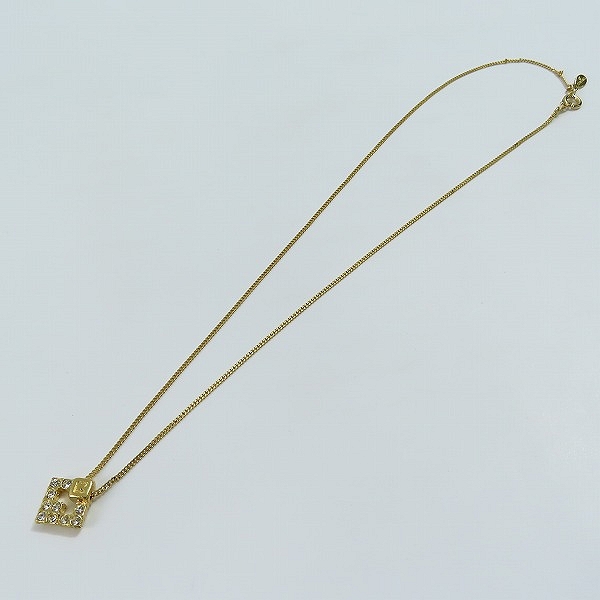 実際に弊社で買取させて頂いたGIVENCHY/ジバンシィ スクエア ラインストーン Gロゴ ゴールド加工 ネックレスの画像 8枚目