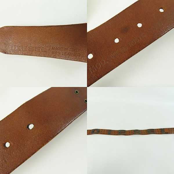 実際に弊社で買取させて頂いたDIESEL/ディーゼル イタリア製 スタッズ/ロゴ レザーベルト 90/36の画像 9枚目