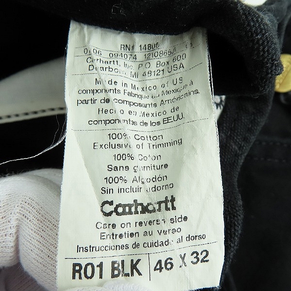 実際に弊社で買取させて頂いたCarhartt/カーハート オーバーオール ブラック 46×32の画像 3枚目