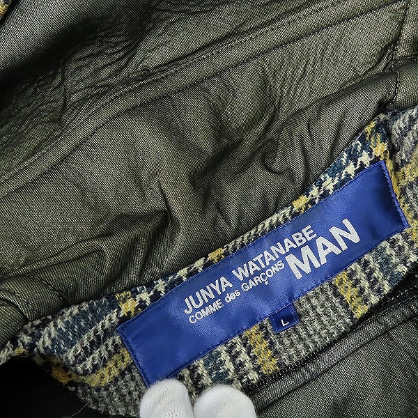 実際に弊社で買取させて頂いた【難有り】JUNYAWATANABE COMME des GARCONS MAN/ジュンヤワタナベ コムデギャルソンマン チェックダッフルコート WP-C015/Lの画像 2枚目