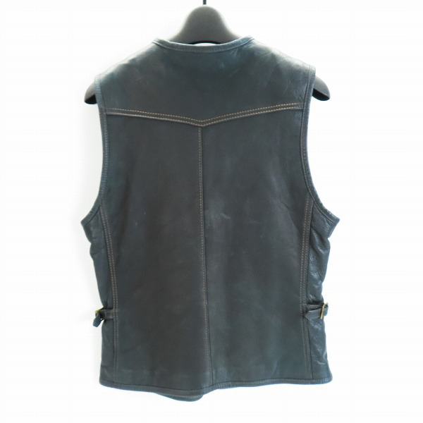 実際に弊社で買取させて頂いたTHE FLAT HEAD/フラットヘッド ディアスキン レザーベスト 36の画像 1枚目